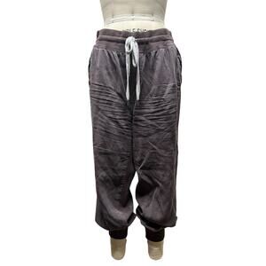 Aerie Dark Purple/Brown Ribbed Woven Lyocell Joggers Size XL